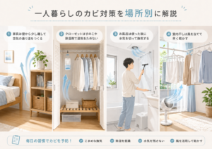一人暮らしのカビ対策を場所別に解説